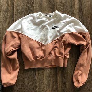 Nike Salmon and White Cropped Sweatshirt